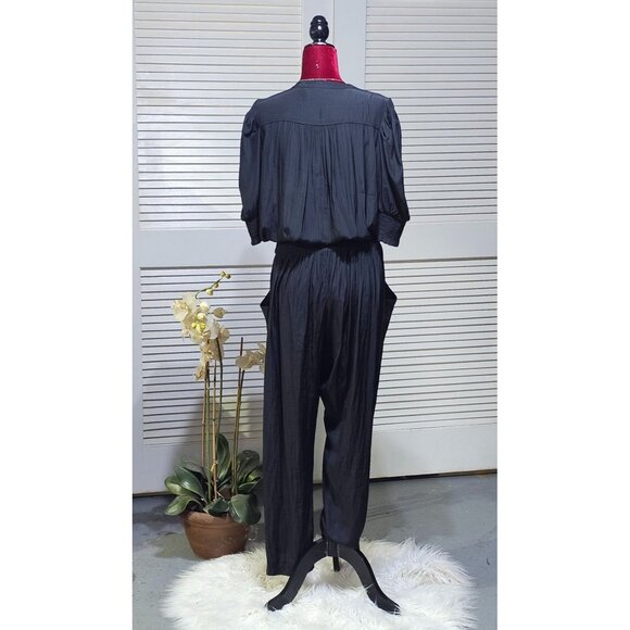 Ramy Brook Women's Black Tracey Button-Front Crop Jumpsuit Size XL 2565 - Picture 11 of 15